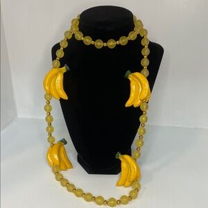 Retro Yellow Banana Beaded Necklace
